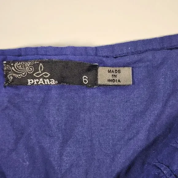 Prana Blue Cotton Mini Skirt Size 6 Boho Casual A-Line - Picture 4 of 7